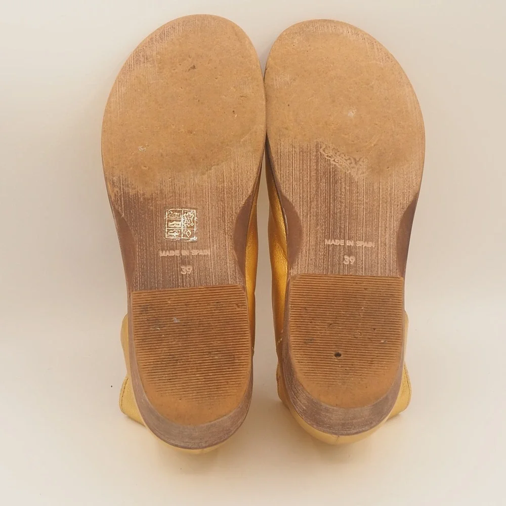 Free People Mont Blanc Gold Leather Sandals EU 39 US 8.5-9 Boho Mule